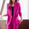 Pantaloni da donna a due pezzi Bottoni decorati Giacca ampia Blazer Pantaloni a gamba larga Pantaloni da donna eleganti in due pezzi Abito estivo da ufficio Outftis Completo da lavoro 231114