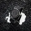 Montres-bracelets EUTOUR Hommes Montre Noir Mode Mesh Band Strap Reloj Aimant Magnétique Métal Multifonctionnel Montres À Quartz Pour Hommes