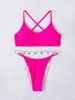 Women's Swimwear Butterfly Design Metal Thong Swimsuit Brazilian Beach Bathing Suit Swimming Micro Bikini 2023 Sexy Solid Pink