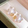 Stud Earrings Natural Fresh Water Pearl Camellia Advanced Sense Sterling Silver Needle Affordable Luxury Fashion Rhinestone