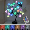 Luzes noturnas 24 LED RGB Rose Flower Tree Lights USB Bateria Lâmpada de mesa Fada Night Light Home Party Natal Casamento Quarto Decoração Presente Q231114