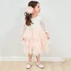 Abiti da ragazza Arrivo della ragazza Neonate Sweet Lace Mesh Patchwork Princess Dress Teen Backless Party And Wedding Abbigliamento per bambini # 8817