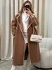 Womens Wool Blends Vintage Embroidery Woolen Coat For Women Elegant TurnDown Collar Long Overcoats Female Luxury High Street Ladies Outerwear 231114