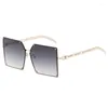 Óculos de sol quadrado de metal fashion sem aro feminino para masculino óculos de sol de designer vintage tons de vermelho