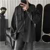 Camicie casual da uomo Giacca a righe Uomo Donna Hong Kong Style Giapponese Oversize Trend Nero Unisex Gotico a maniche lunghe Autunno Top 230414