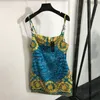 Vintage Print Sling Dresses Women Summer Cool Casual Dress Designer Sexig Lady Mini kjolar för fest nattklubb