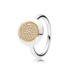 Bagues de cluster 925 Sterling Silver Ring Charms DIY Crystal Big Round Finger pour les femmes Bijoux de fête ont un logo