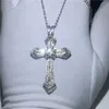 Chokers Luxury Fashion Long Zircon Cross Pendant Halsband för kvinnor Män Bön Tro på halsband bröllopsfest årsdag gåva smycken 231114