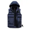 Gilets pour hommes hiver chaud gilet à capuche sans manches vestes Slim Fit vêtements d'extérieur décontracté épais gilet hommes vêtements détachable chapeau mâle hauts 231114