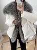 Womens Fur Faux Furtjy Women Real Coat White Goose Down Jacket Overdimensionerad Silver Collar Big Thick Warm 231113
