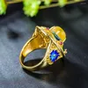 Кольца кластера Ретро серебряные украшения S925 Sterling Cloisonne Натуральный пчелиный воск Драгоценные камни Цветок пиона Женское открытое кольцо оптом