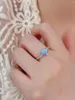 Cluster Rings Pure 925 Silver Women's Ring Inlaid With Blue Heart-shaped Opal And Zircon Lovely Sweet Style For Family Party Wear