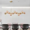 Modern lång matsal ljuskronor glas kul lampskärm ljus över bordet kök office hängslampa hem dekor armaturer