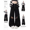 Women S Pants S Women Technwear HARAJUKU Y2K Hollow Out Casual Wide Noge Spodni American Hip Hop Zipper 231114