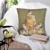 Kuddefodral tre Prairie Dogs Square Pillow Case Polyester Linen Velvet Creative Zip Decor Throw Soffa Seater Cushion 45x45