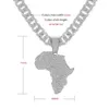 Colares pendentes Moda Crystal Africa Mapa Colar de pingente para homens Acessórios de hip hop masculinos Colar de jóias Chaker Chain Link Chain Presente T230413