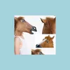 Party Masks Horse Head Mask Realistic And Py Halloween Costume Novelty Latex Rubber Animal 1Pcs/Lot Drop Delivery Home Garden Festiv Dhwh9