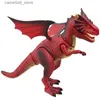 Electric/RC Animals Dinosaur Spray Dragon Roar Walking Electric Remote Control Simulation Animal Model Kids Toys Children Pojkar Birthday Present Q231114