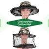 Berets 2pcs رأس البعوض قبعات صافية قابلة للتنفس في الهواء الطلق قبعة الشمس مع شبكة قابلة للطي 360 حماية قبعة حشرة لصيد الأسماك البستنة