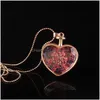 Pendant Necklaces Dry Flowers Necklace Heartshaped Glass Fine Jewelry Summer Style Long Collares Per Vial Bottle Drop Deliver Dhgarden Dhmgt