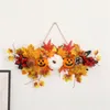Couronne de fleurs décoratives pour porte d'automne, pendentif citrouille, accessoires muraux suspendus pour Festival de récolte, décoration de noël et d'halloween
