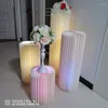 Fournitures de fête Grand événement décoration de fête gâteau en papier pliant Table à Dessert avec lumière LED ronde colonne romaine mariage route Guide fleur