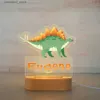 Nachtverlichting Aangepaste naam Dinosaur Truck RGB LED USB Nachtlampje Gepersonaliseerde Cartoon 3D Acryl Lamp voor Baby Kids Gift Kinderen Home Decor Q231114