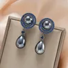 Boucles d'oreilles pendantes SENYU mode femmes perle goutte Style Hong Kong pavé cubique zircone avec pendentif d'eau boucle d'oreille bijoux de fête