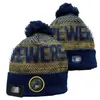 Brewers Beanie Miami Beanies Tutte le 32 squadre Lavorato a maglia con risvolto Pom Berretti da baseball Cappelli a righe Sideline Lana calda USA College Sport Cappelli lavorati a maglia Berretto per donna a0