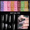 False Nails Nailco Clear Medium Long Mandel Gel Nail Tips Soak Off Nail Extension Gel Tips False Full Cover Nails Tips Tryck på Display Box Q231114