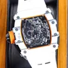 Armbanduhren Hochwertige Herren Sport Automatische Timing Mechanische Uhr 40MM Weiß Rot Orange Schwarz Kohlefaser Leuchtzifferblatt Saphir