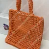 Women Coconut fiber Tote bag Straw Shopping Bag Embroidered letter logo Tote Bags Ladies Summer Fashion Beach Crochet Pouch