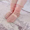 Chaussettes enfants 3 couleurs enfants filles Vintage fleur transparente dentelle enfant en bas âge style espagnol princesse maille dentelle chaussette pour enfants SoxL231114