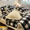 寝具セット濃厚ミルクベルベットベッドセット4ピースラムベルベット布団カバー冬のサンゴベルベットベッドセット3個231114