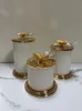 Storage Bottles Jars French White Ceramic Jewelry Cotton Swab Box Butterfly Candy Jar Table Top Sealed Jar Candle Holder Creative Dried Fruit Storage 231114