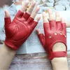 Five Fingers Gloves Women's Sheepskin Half Finger Leather Single Layer Unlined Thin Hollow Fitness Driver Motorcycle 231114