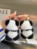 Keychains Cute Girl Fluffy äkta boll Pompom Panda Keychain Kvinnor Plush Key Ring Car Trinket Jewelry Party Gift