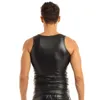 Men's Tank Tops Black Mens Faux Leather Sleeveless Vest Clubwear Undershirt Waistcoat Sexy Smooth 230414