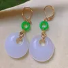 Boucles d'oreilles pendantes Oblateness naturelle Jade blanc jadéite Eardrop boucle d'oreille en or accessoires de bijoux cadeaux de vacances de Thanksgiving d'eau douce