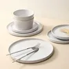 Plates Stoare 16-Piece Dinnerware Set White Glossy Service For 4