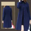 Kvinnorjackor S-4XL Autumn Women Coat Mid-Längd Single-Breasted Solid Color Turn-Down Collar Elegant Soft Plus Size Warm Winter Jacket