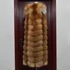 Vestes d'hiver en fourrure rouge pour femme, gilet long et allongé, naturel, 231113