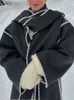 Misto lana da donna TRAF con sciarpa Oversize a maniche lunghe da donna Trench caldo con bottoni spessi Giacca allentata da donna Frangivento invernale 231114