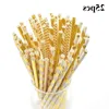 Disposable Drinking Paper Straws 25/50pcs Foil Gold/Silver Rainbow For Birthday Wedding Deco Christmas Party Event Supplies Daged