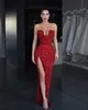 Red Mermaid Prom Dresses Sweetheart paljetter Evening Dress Split Formal Long Special OCN Party Dress