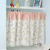 Curtain Floral Printed Short Rod Pocket Curtains For Bay Window Treatment Cabinet Dust Drapes Coffee Decorative Half-curtain