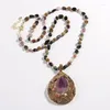 Pendant Necklaces Fashion Magnificent Bohemian Jewelry Purple Tourmaline Stone And Crystal Amethyst Dorp