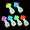 Wholesale cute Luminous mushroom silicone tobacco smoking pipe Grow in Dark hand spoon water pipes ZZ