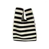 Waist Bags Knitted Black White Striped Polka Dot Handbag Fashionable Portable Shoulder Bag Women Casual