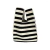 Bolsas de cintura de punto negro blanco rayas lunares bolso de moda bolso de hombro portátil mujeres casual